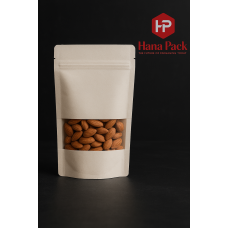 HANA PACK White Kraft Stand Up Pouches – (PACK OF 100pcs)