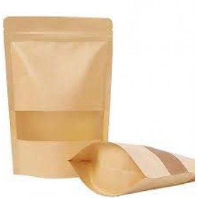 HANA PACK Brown Kraft Stand Up Zip Pouch – (PACK OF 100pcs)
